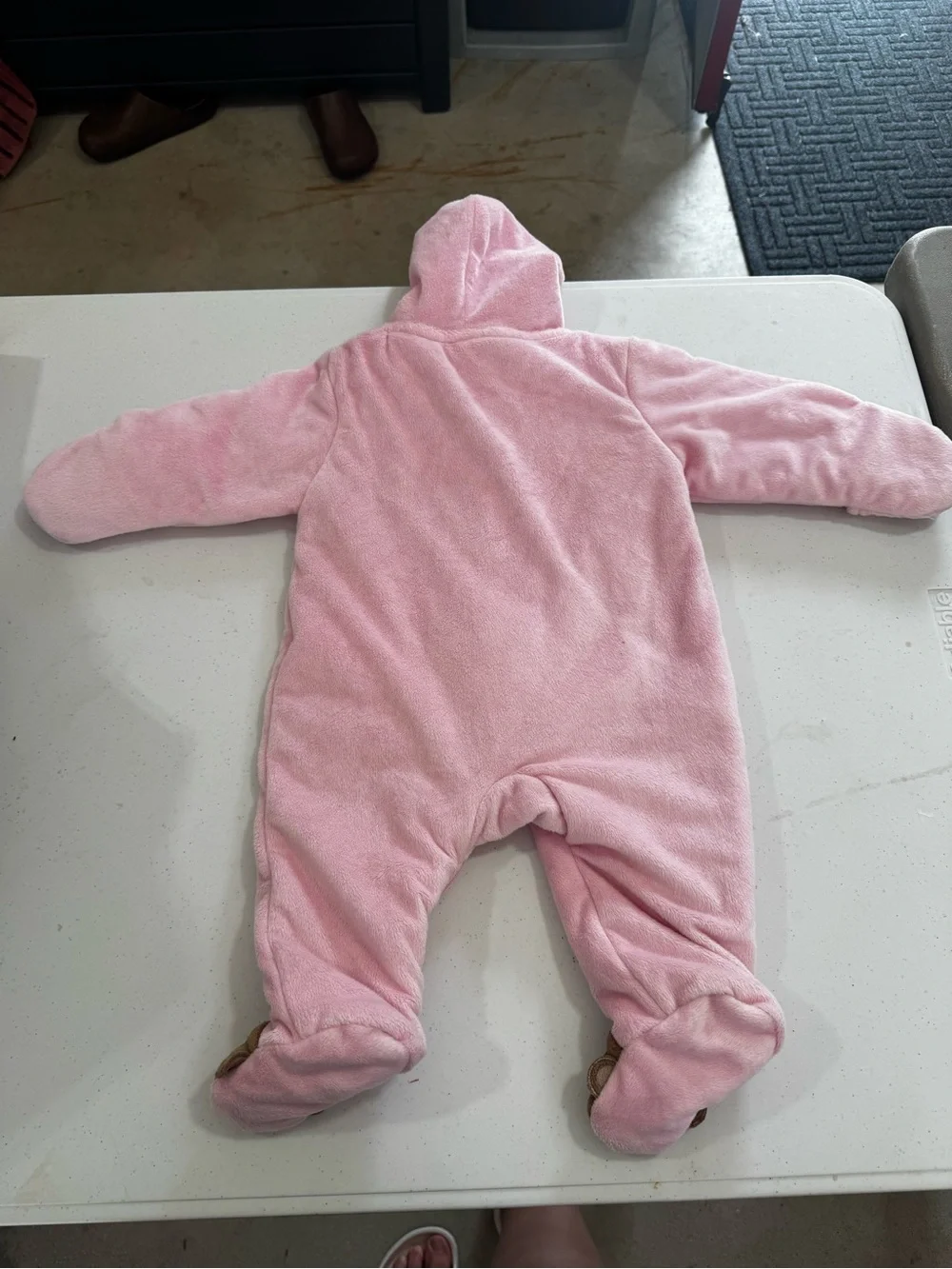 Pink Monkey Hooded Baby One-Piece